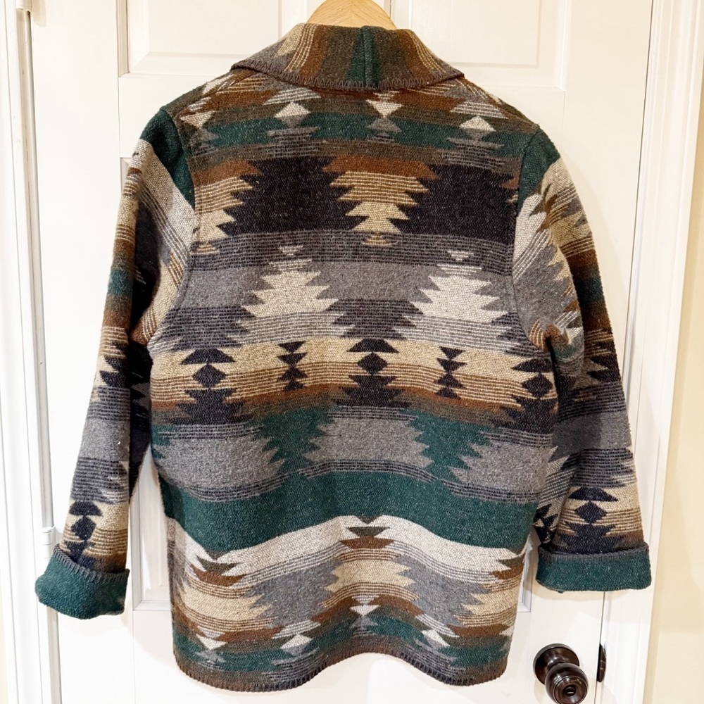 Vintage Karen Kane Shawl Collar Wool-Blend Blanket-Style Tribal Jacket S - Picture 2 of 9